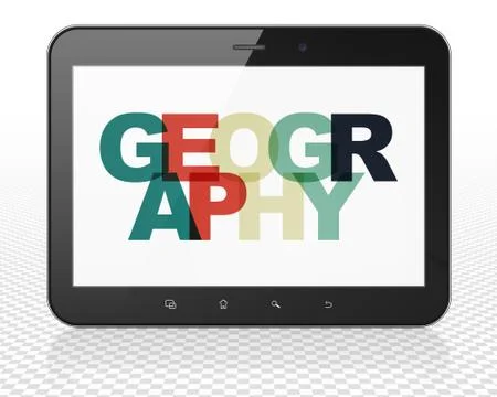 Science concept: Tablet Pc Computer with Geography on  display Stock Illustration