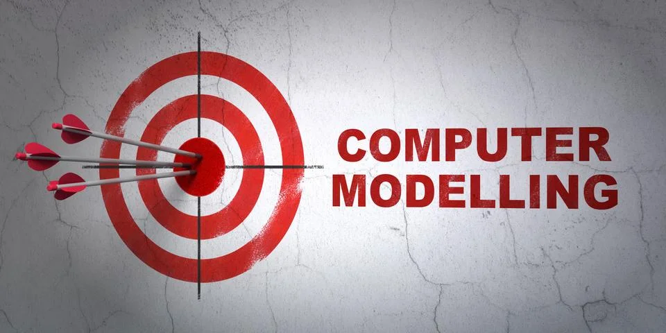 Science concept: target and Computer Modelling on wall background イラスト素材