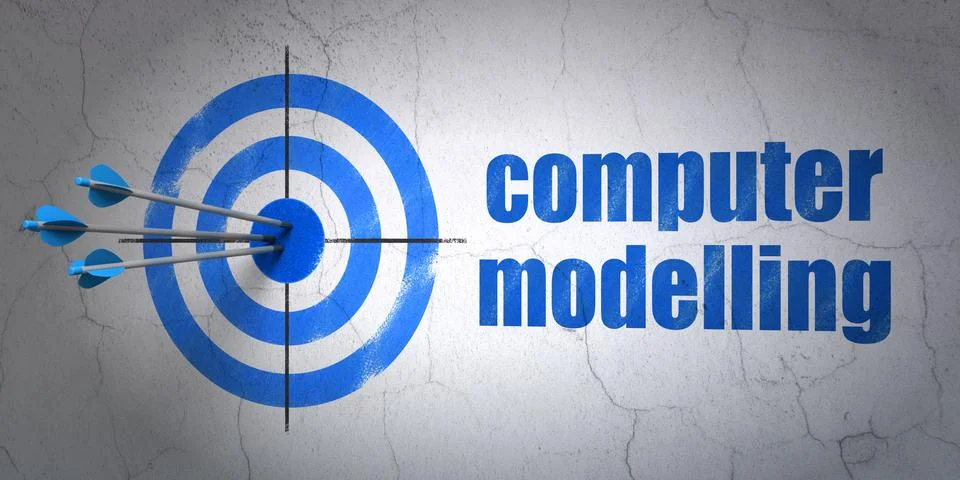 Science concept: target and Computer Modelling on wall background Stock Illustration