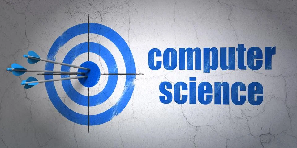 Science concept: target and Computer Science on wall background Stock Illustration