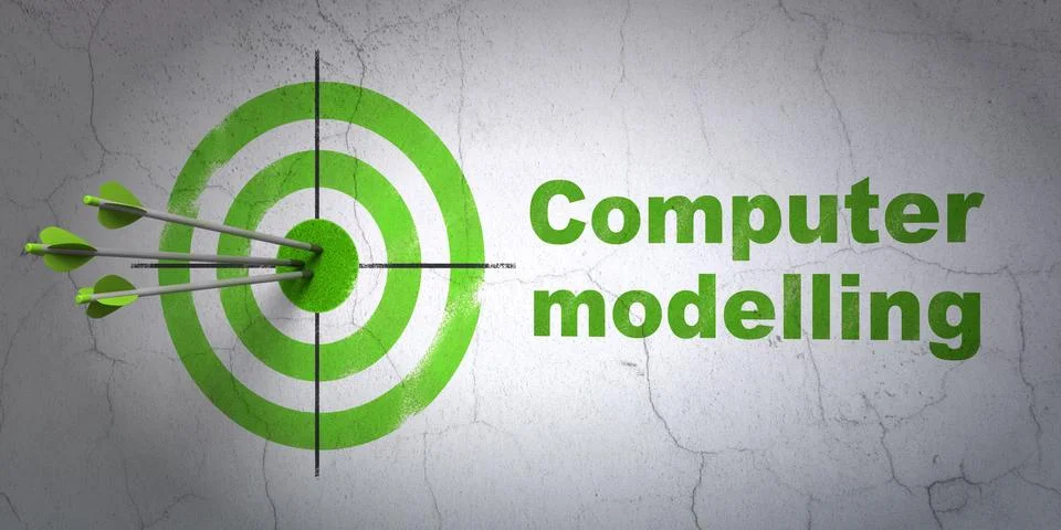 Science concept: target and Computer Modelling on wall background 스톡 일러스트