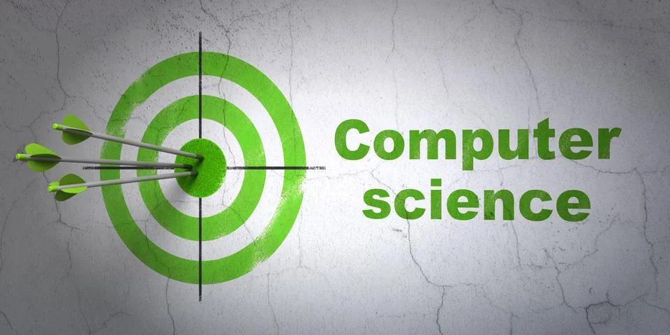 Science concept: target and Computer Science on wall background Stock Illustration