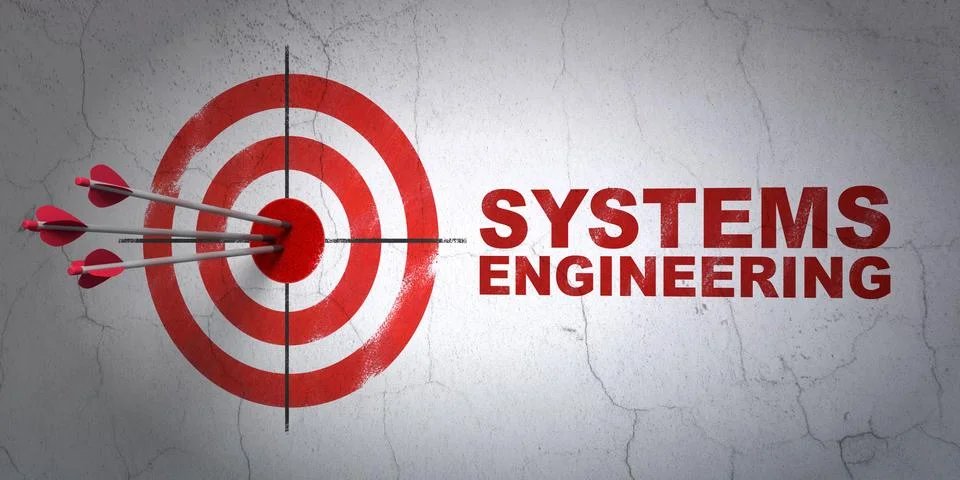 Science concept: target and Systems Engineering on wall background Stock Illustration