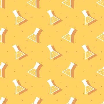 Science Conical Flask Laboratory Test Seamless Pattern Stock Illustration