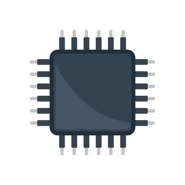 Science cpu icon flat vector. Circuit chip Stock Illustration