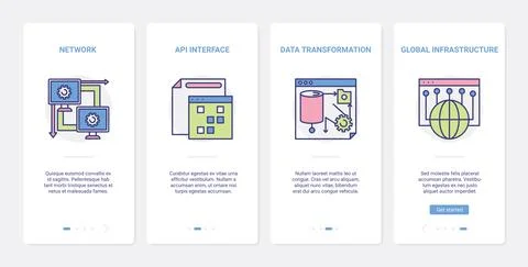 Science data transformation, network infrastructure UX, UI mobile app page イラスト素材