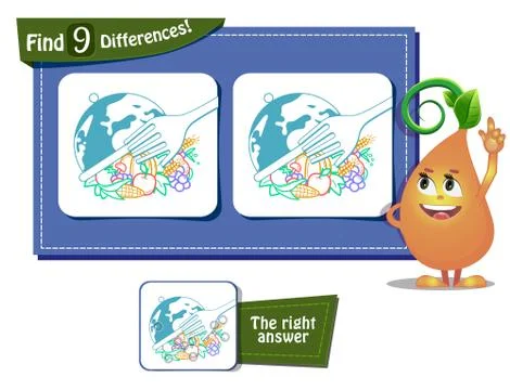Science day game 9 differences World Food Day Stock Illustration