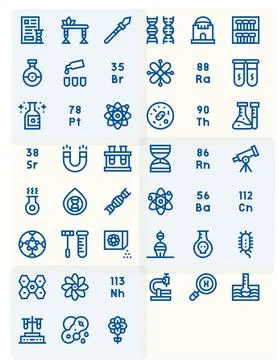 Science Design Vector Icons featuring 45 Display Perfect Bold Line Style イラスト素材
