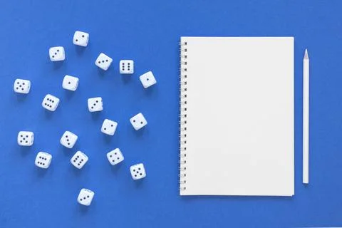 Science dice probabilities empty notebook . High quality and resolution Stock Photos