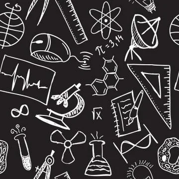Science drawings  on seamless pattern Stock Illustration