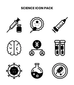 Science DuoTone Collection Icons Pack Stock Illustration