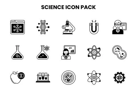 Science DuoTone Collection Icons Pack Stock Illustration