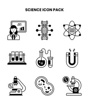 Science DuoTone Graphics Icons Pack Stock Illustration