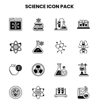 Science DuoTone Graphics Icons Pack 스톡 일러스트