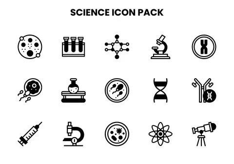 Science DuoTone Graphics Icons Pack Stock Illustration