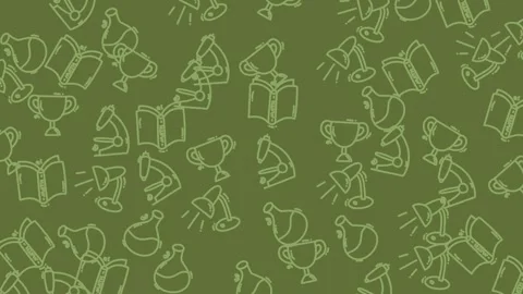 Science Education Background with Microscope, Beaker, and Trophy Icons. Stock Footage 321855978