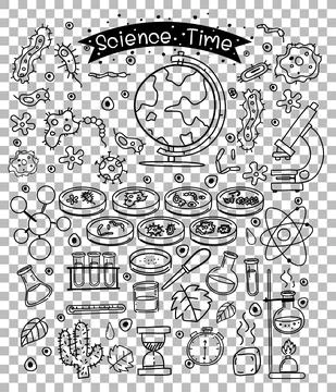 Science element in doodle or sketch style isolated on transparent background Stock Illustration