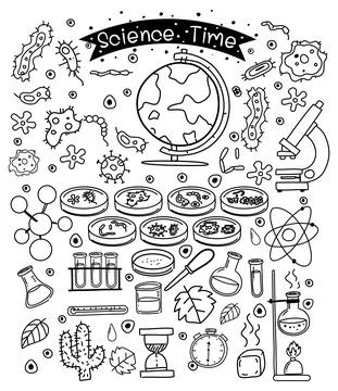 Science element in doodle or sketch style isolated on white background Stock Illustration
