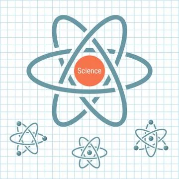 Science element with rotating atoms on paper Stock Illustration