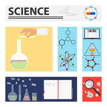 The science. Elements of scientific research. Stock Illustration
