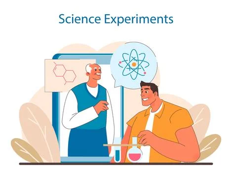Science Engagement concept. Interactive learning with experiments and Stock Illustration