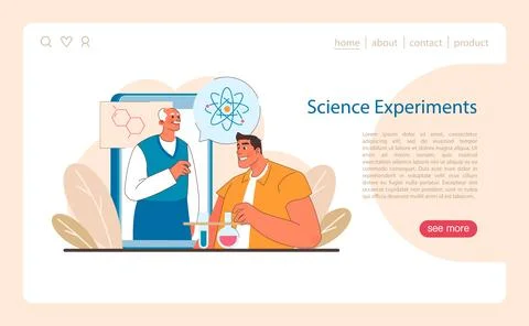 Science Engagement concept. Interactive learning with experiments and Illustrazione stock