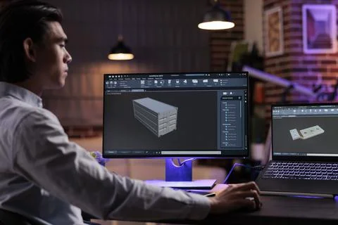 Science engineer developing container mechanism Stock Photos