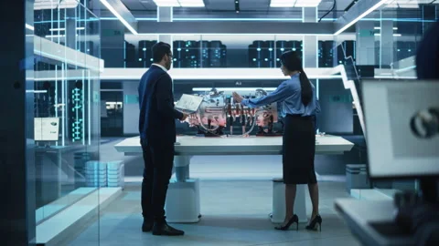 Science Engineers Enter Turbine Engine Development Facility Stock Footage 229839842