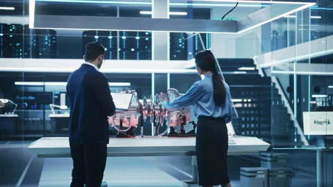 Science Engineers Enter Turbine Engine Development Facility Stock Footage 229839932