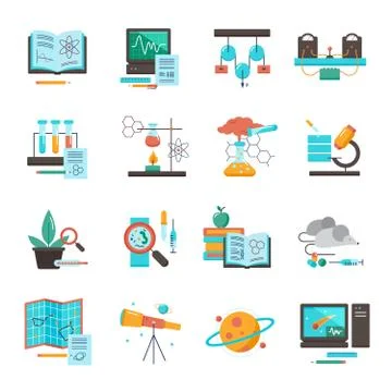 Science Equipment Icon Set Stockillustratie
