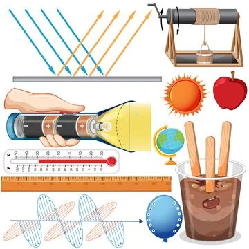 Science equipments on white background Illustrazione stock