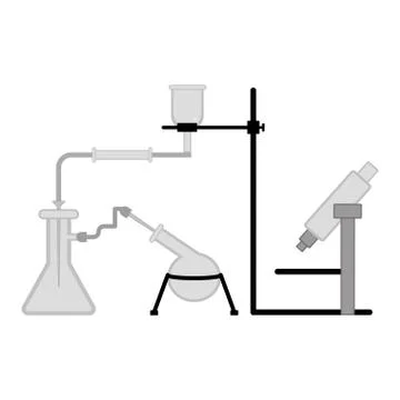 Science experiment with different lab equipment Stock Illustration