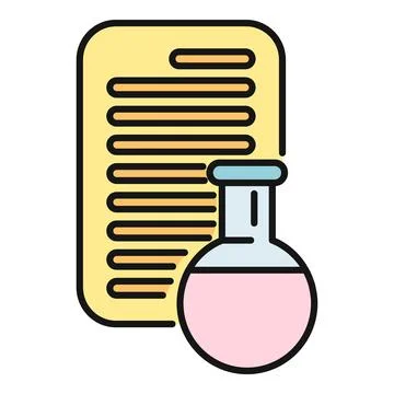 Science experiment document and laboratory flask Stock Illustration
