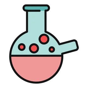Science experiment flask with bubbling liquid icon Stock Illustration