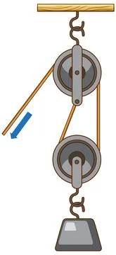 Science experiment on force and motion with pulley Stock Illustration