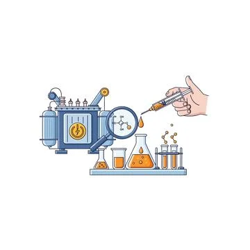 Science experiment injection machine beaker illustration with represents re.. Stock Illustration
