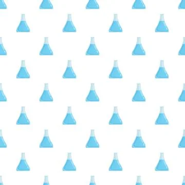 Science experiment laboratory flasks seamless pattern Stock Illustration