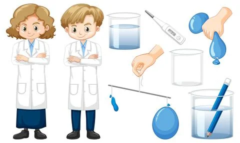 Science experiment objects with balloons イラスト素材