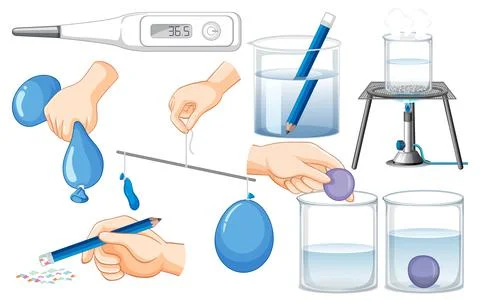 Science experiment objects with balloons イラスト素材