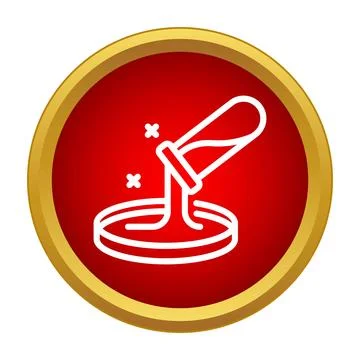 Science experiment pouring liquid from test tube to petri dish icon Stock Illustration