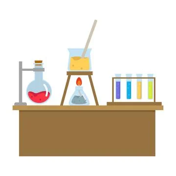 Science Experiment Setup on a Table Stock Illustration