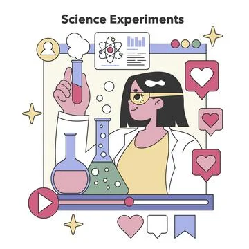 Science Experiments concept. Engaging online education with interactive Stock Illustration