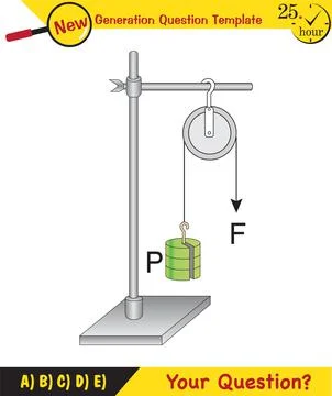 Science experiments on force and motion with pulley Stock Illustration