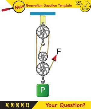 Science experiments on force and motion with pulley Stock Illustration