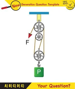 Science experiments on force and motion with pulley Stock Illustration