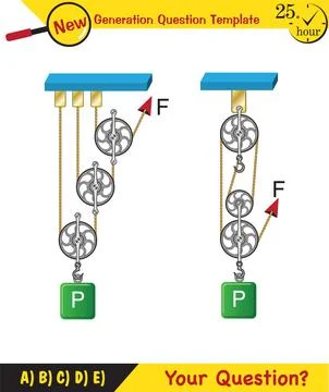 Science experiments on force and motion with pulley Stock Illustration