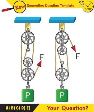 Science experiments on force and motion with pulley Stock Illustration