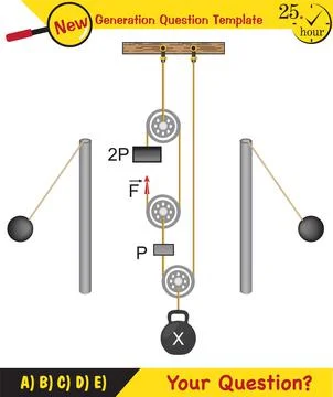 Science experiments on force and motion with pulley Stock Illustration