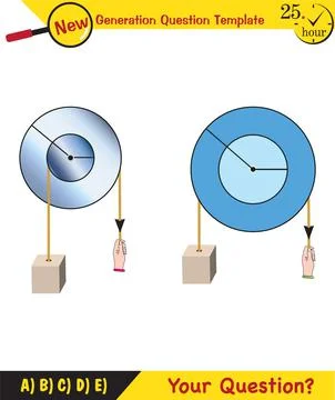Science experiments on force and motion with pulley Stock Illustration