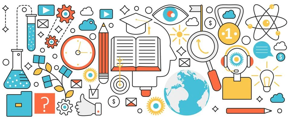 Science, expertise and knowledge, study of student with library books, school 스톡 일러스트